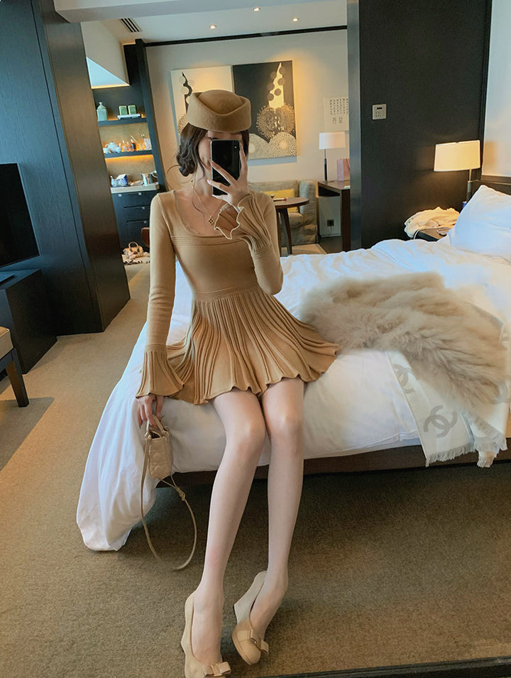 【dress】Aラインニットワンピース Q9323