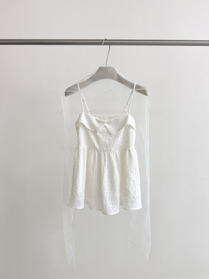 【tops】スカーフ付きフレアキャミソール Q8666