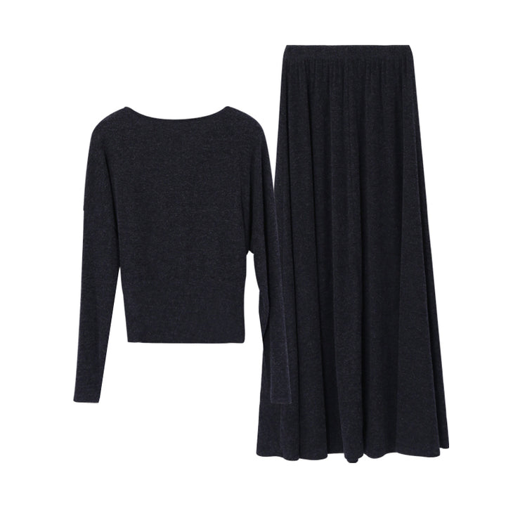 【set】レースドッキングトップス×ロングスカートセット Q8927