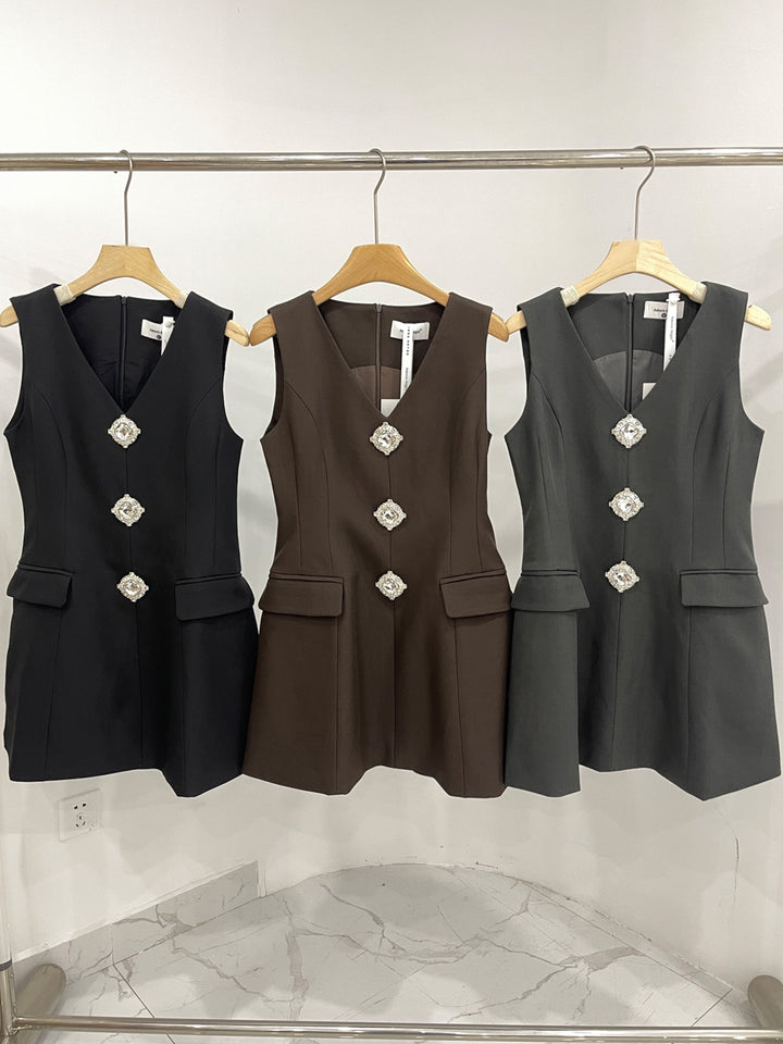 【dress】ラインストーン付きベストワンピース Q9087