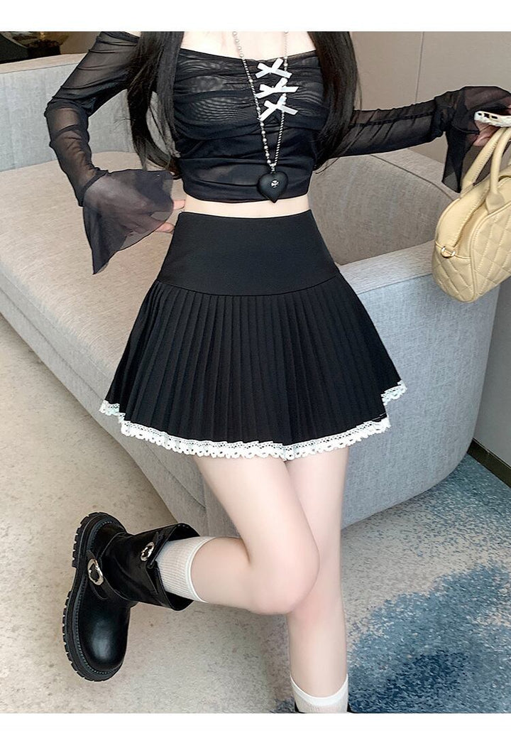 【bottoms】レース切り替えスカート　M29360