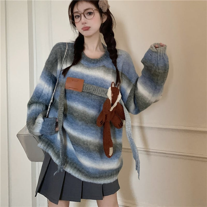 【tops】ボーダー柄ニットセーター　M18455