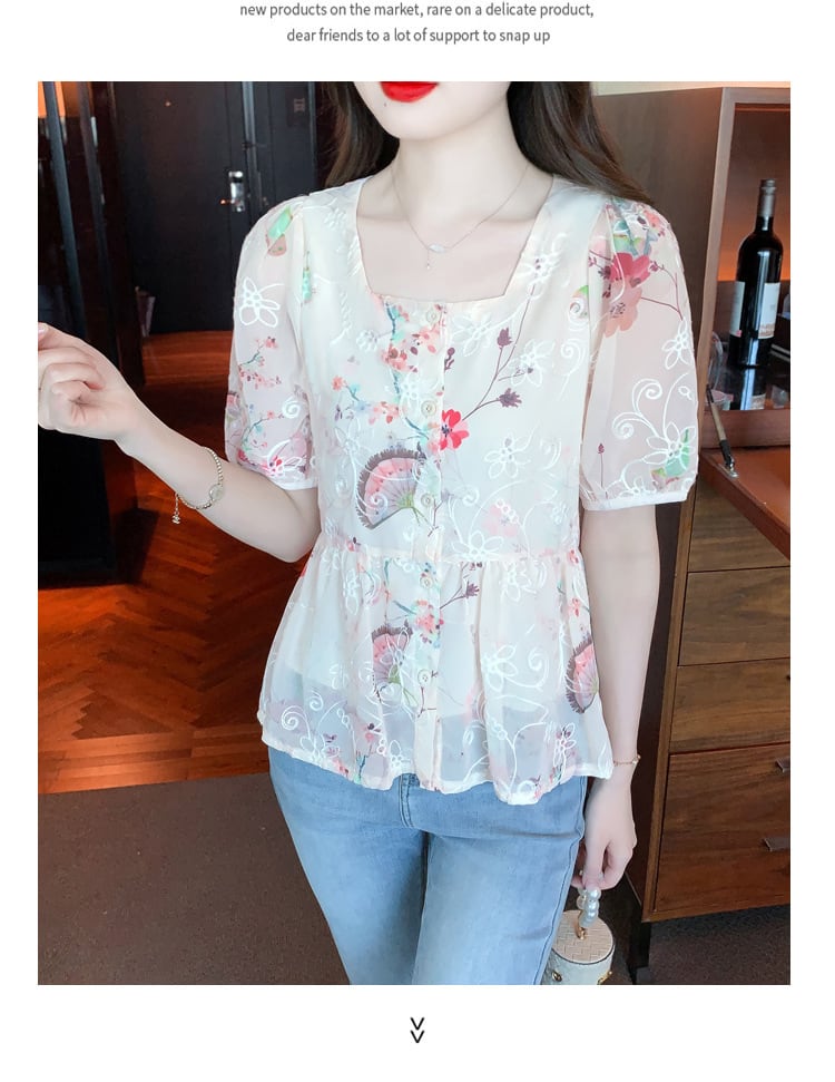 【tops】大人らしい スウィート花柄シャツトップス　M16892