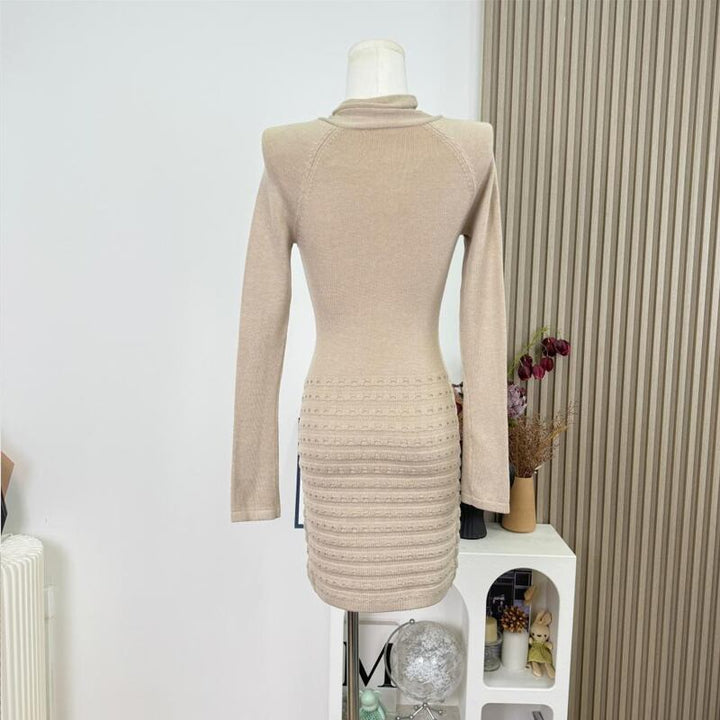 【dress】クロスネックニットワンピース Q7586