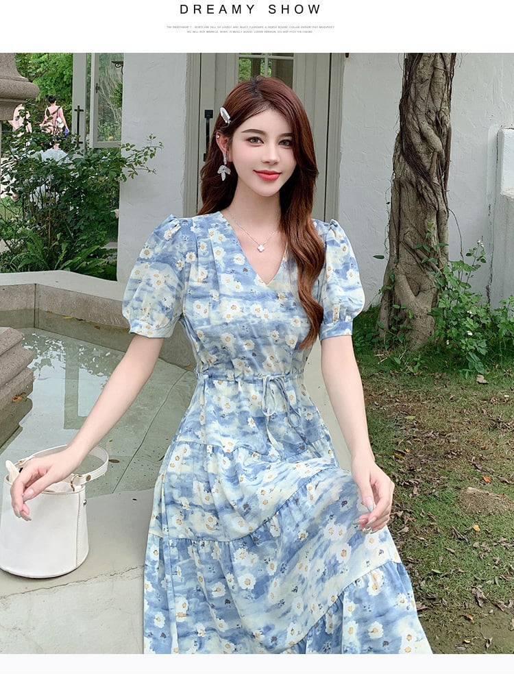 【dress】好感度UPエレガントパフスリーブワンピース　M16949