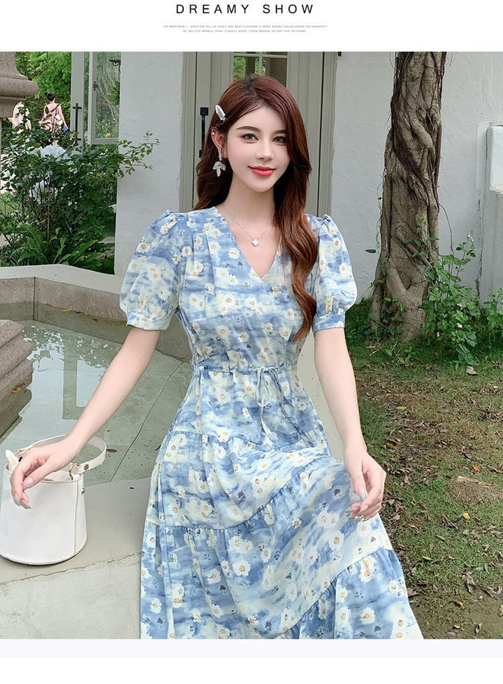 【dress】好感度UPエレガントパフスリーブワンピース　M16949