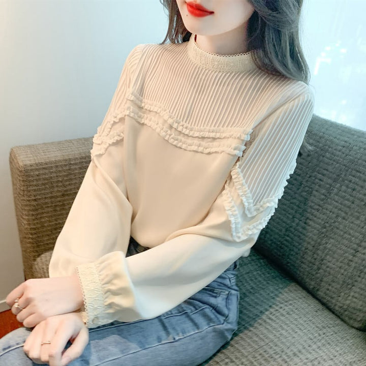 【tops】大人らしい スタンドネックシャツトップス　M17331