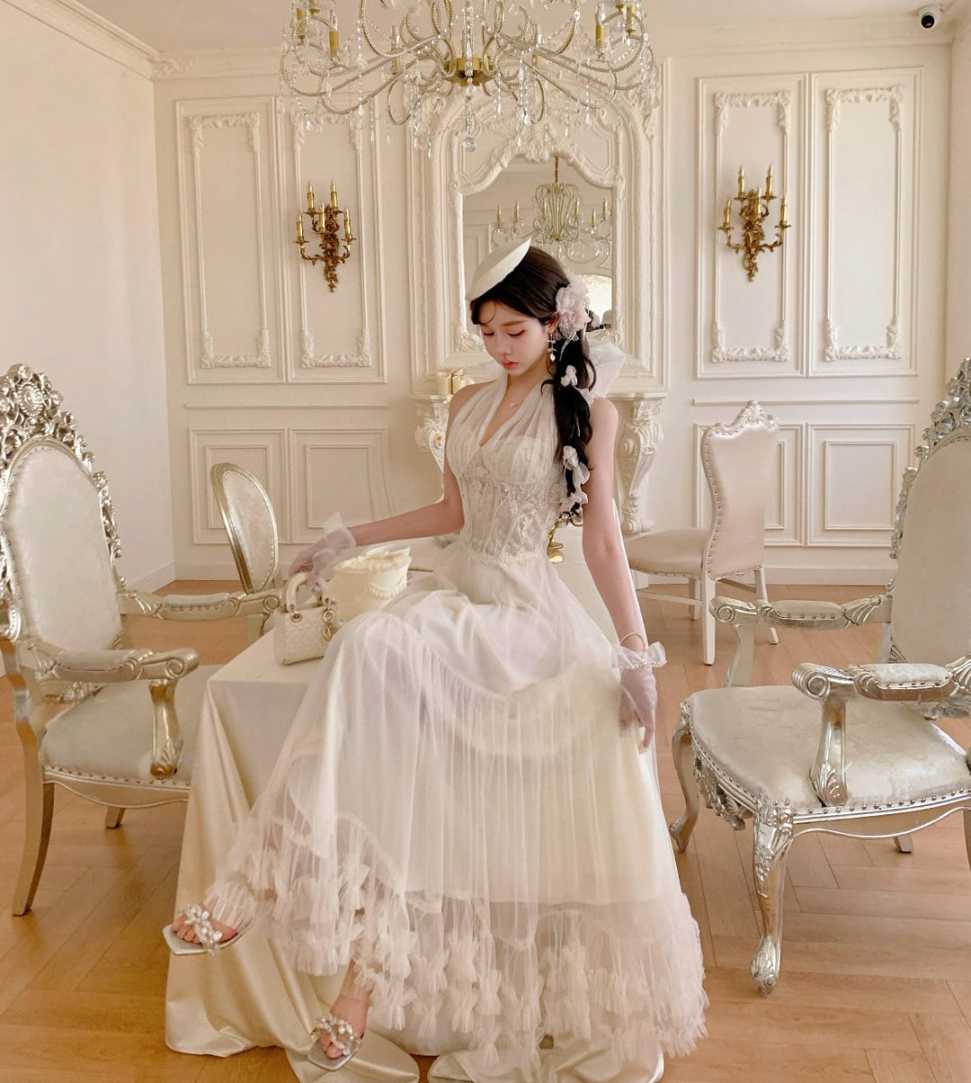 【dress】ホルターネックチュールワンピース　N3530