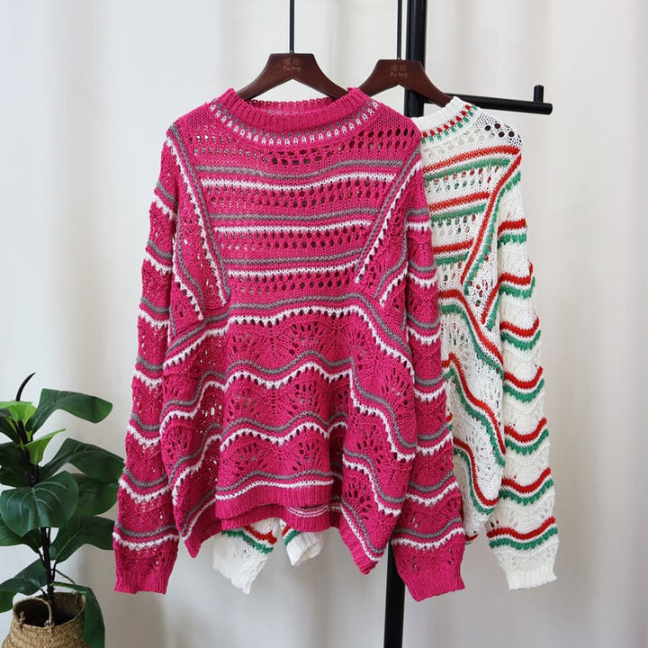 【tops】カットワークニットセーター　M26707