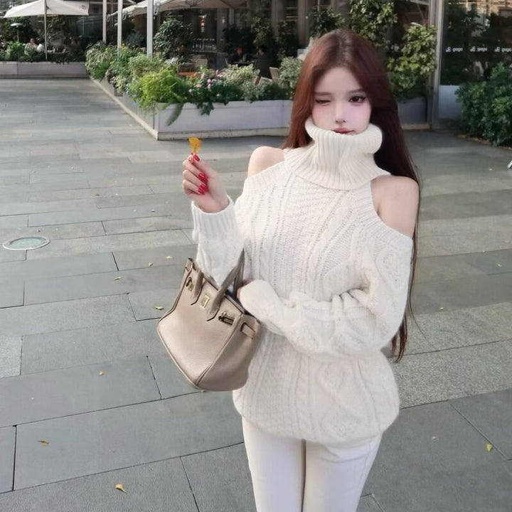 【tops】レースドッキングロングニットトップス Q7650