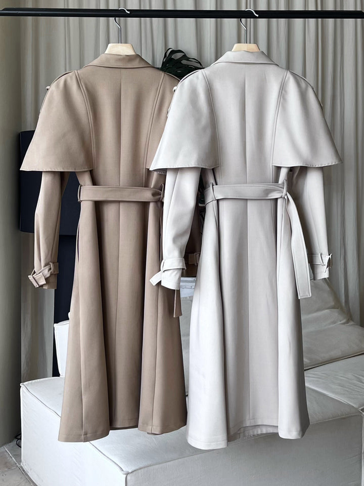 【outer】2色展開ベルト付きロングコート Q8978