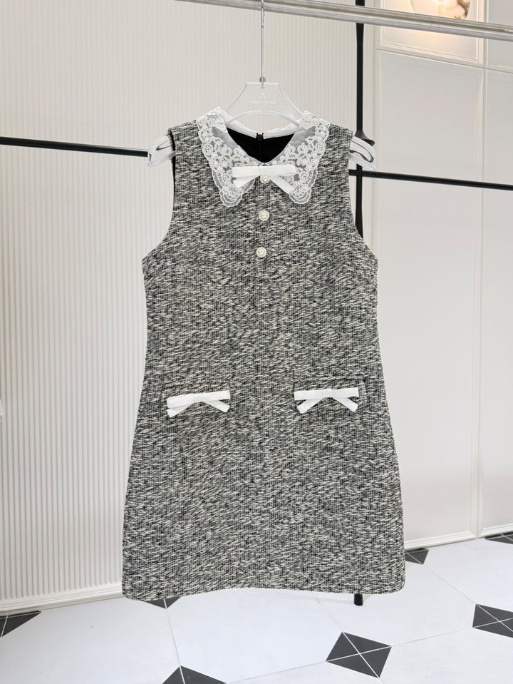 【dress】レースドッキングノースリーブワンピース Q8996