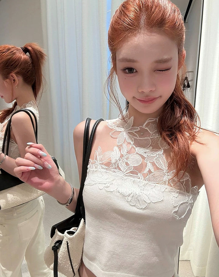 【tops】レースドッキングベスト Q8934