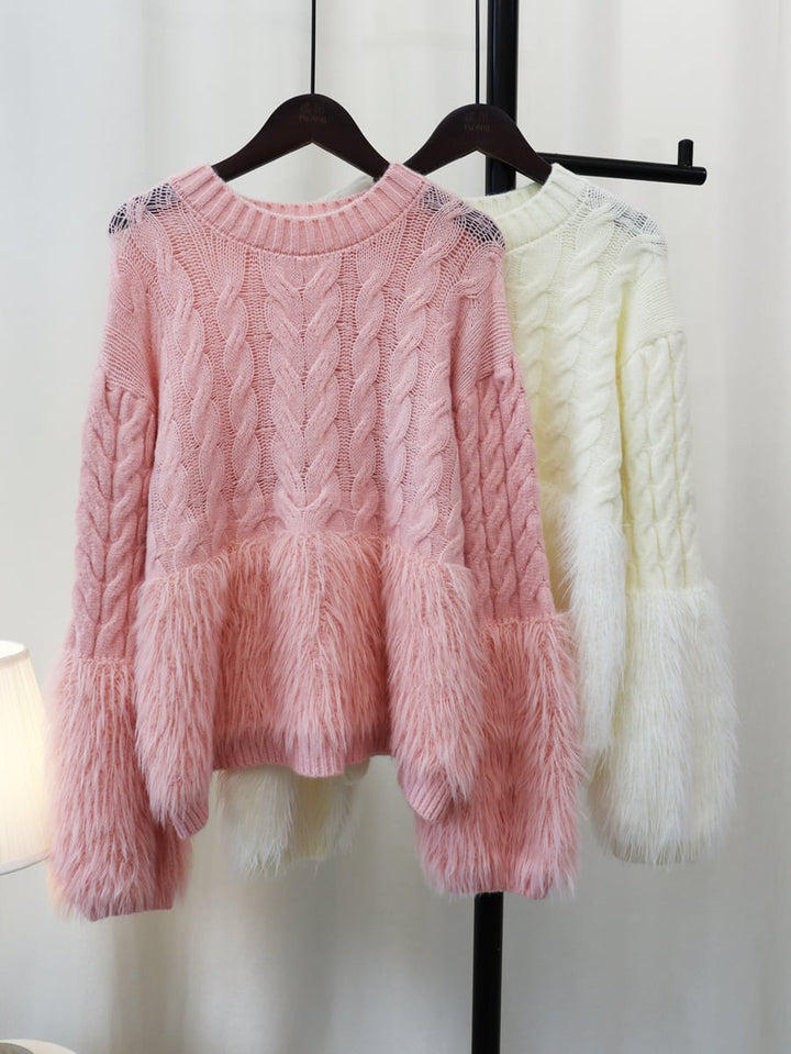 【tops】クルーネックシャギーニットセーター　M18065