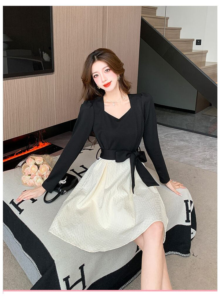 【dress】リボン付き切り替えワンピース　M29549