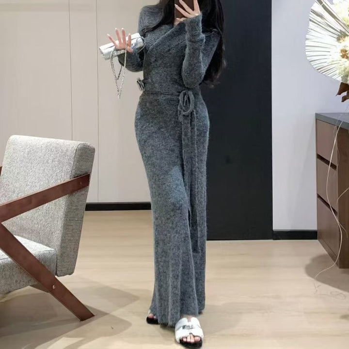 【set】カシュクールトップス×ロングスカートセット Q7043