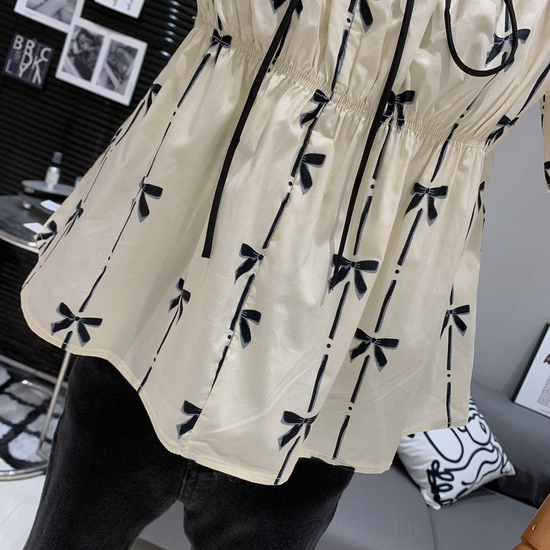 【tops】リボンプリントトップス　M25274