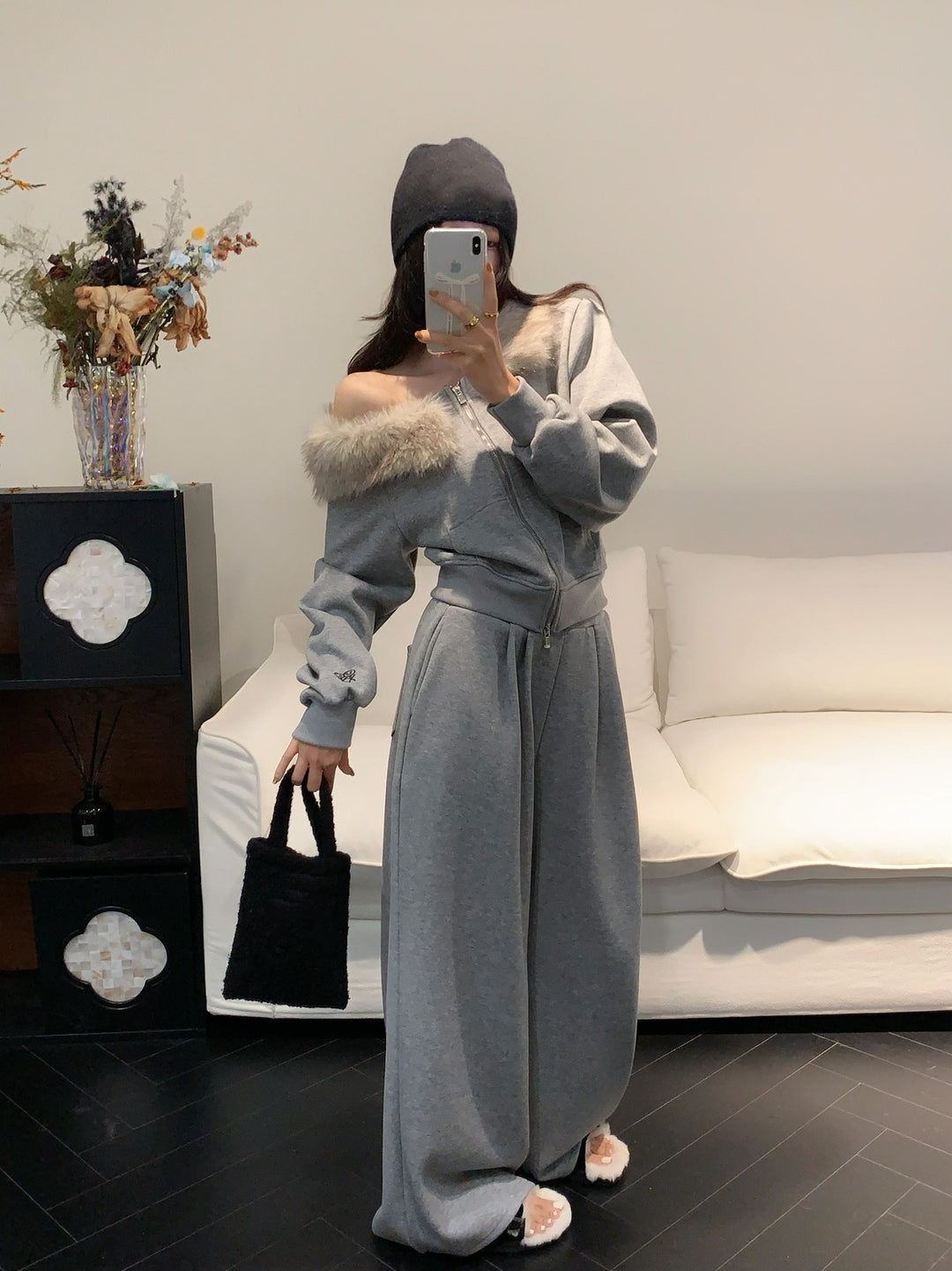 【set】オフショルファートップス×ワイドパンツセット  K0648