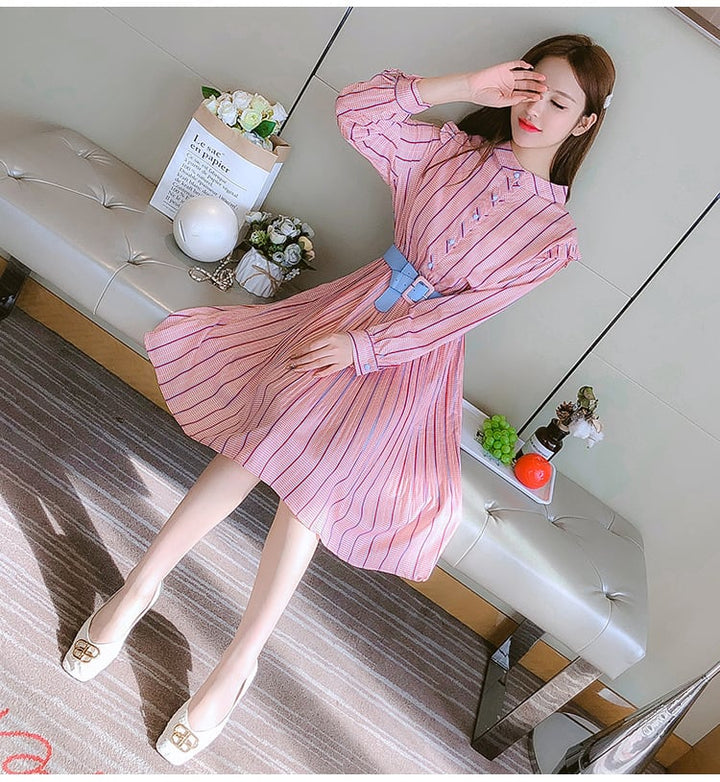 【dress】おしゃれスウィートデートワンピースベルト付き　M17200