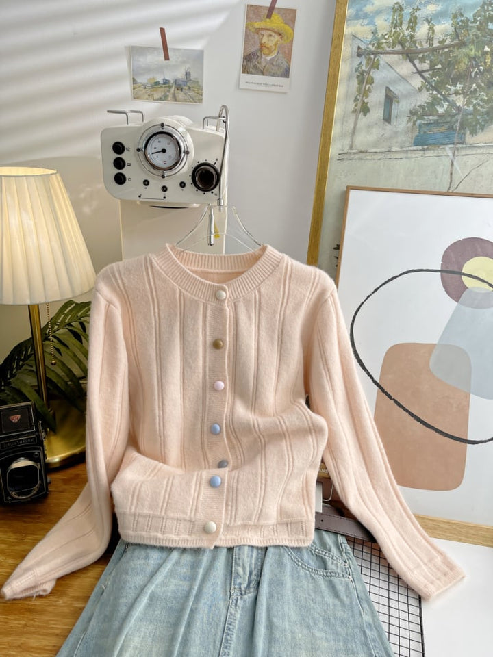 【outer】クルーネックニットカーデ　M25473