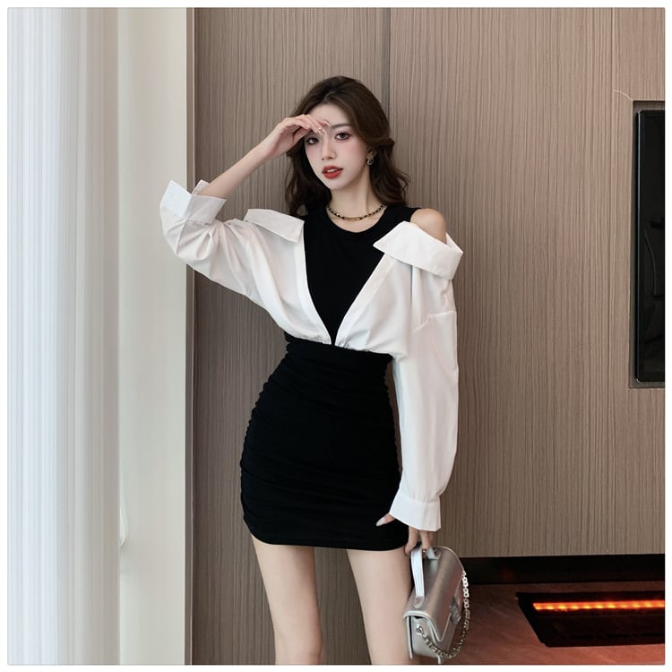 【dress】人気を独占中 ファッション切り替えワンピース　M17637