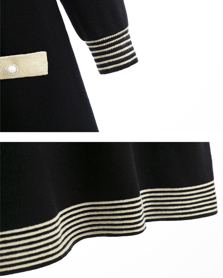 【dress】ボーダー柄ニットワンピース Q7299