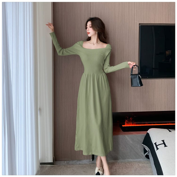 【dress】無地ニットワンピース　M17975