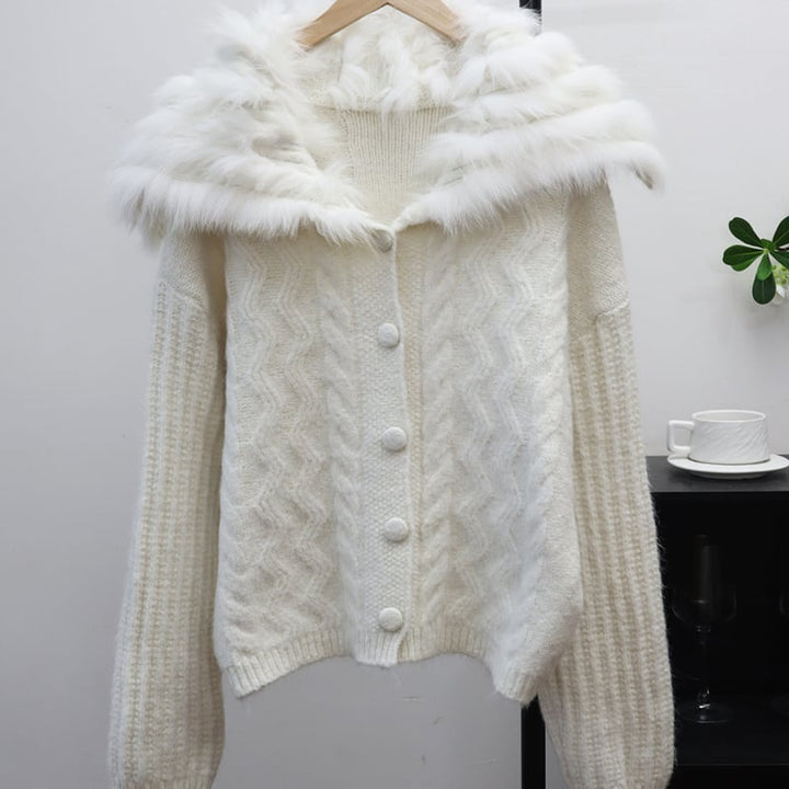 【outer】ファードッキングニットカーディガン Q7030