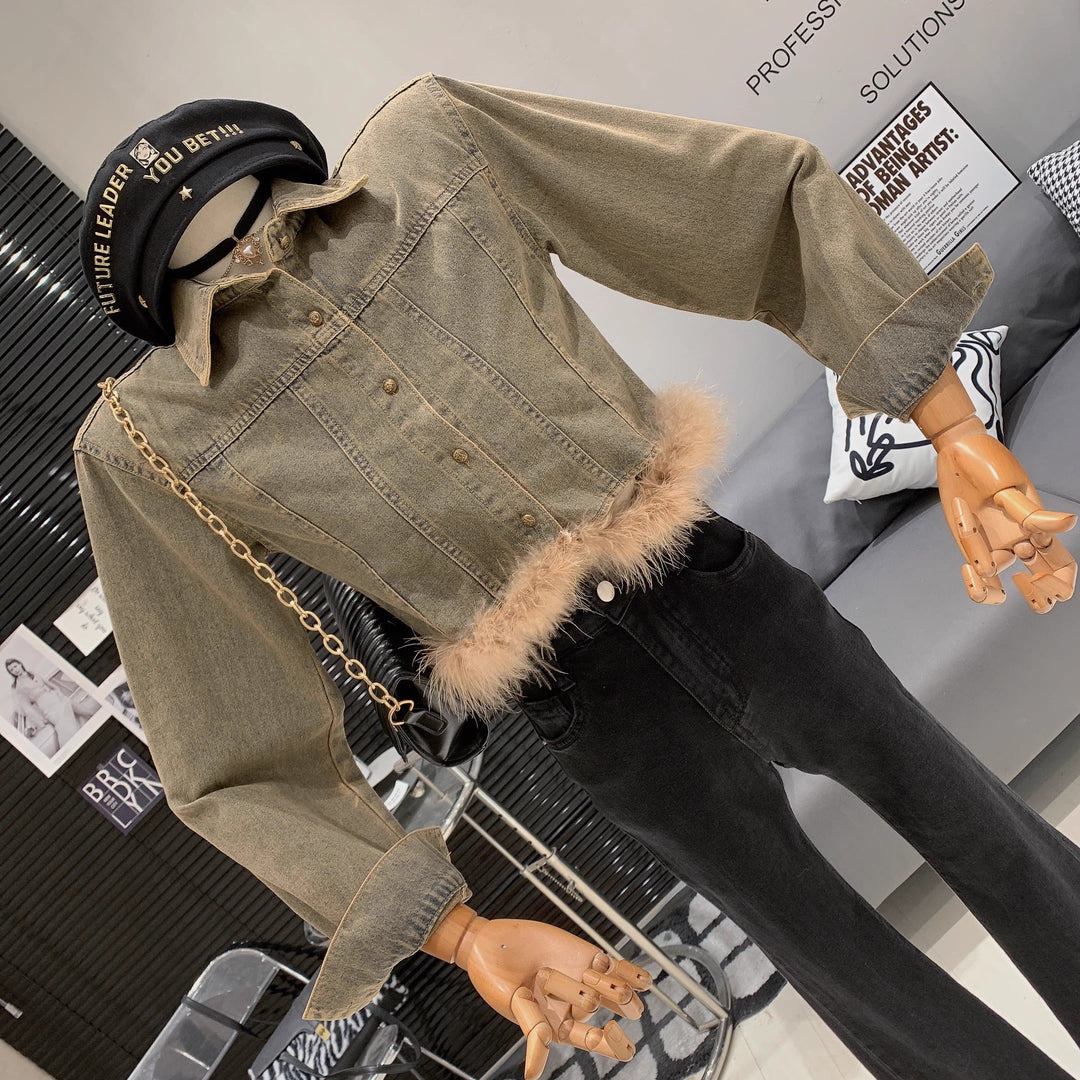 【outer】ファーデニムジャケット　M18119