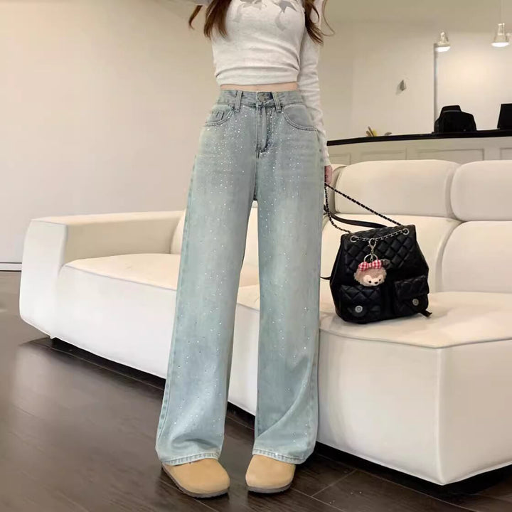 【bottoms】ビジューデニムワイドパンツ　M29790