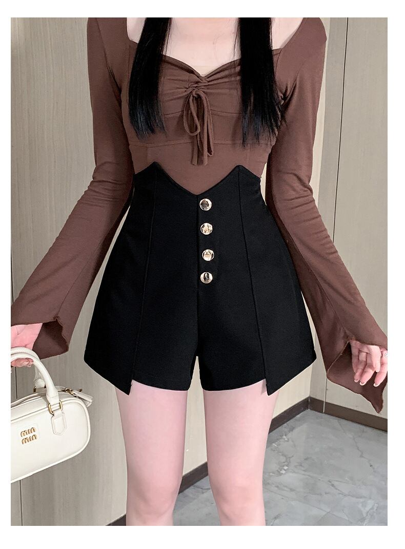 【bottoms】ハイウエストショートパンツ　M29466