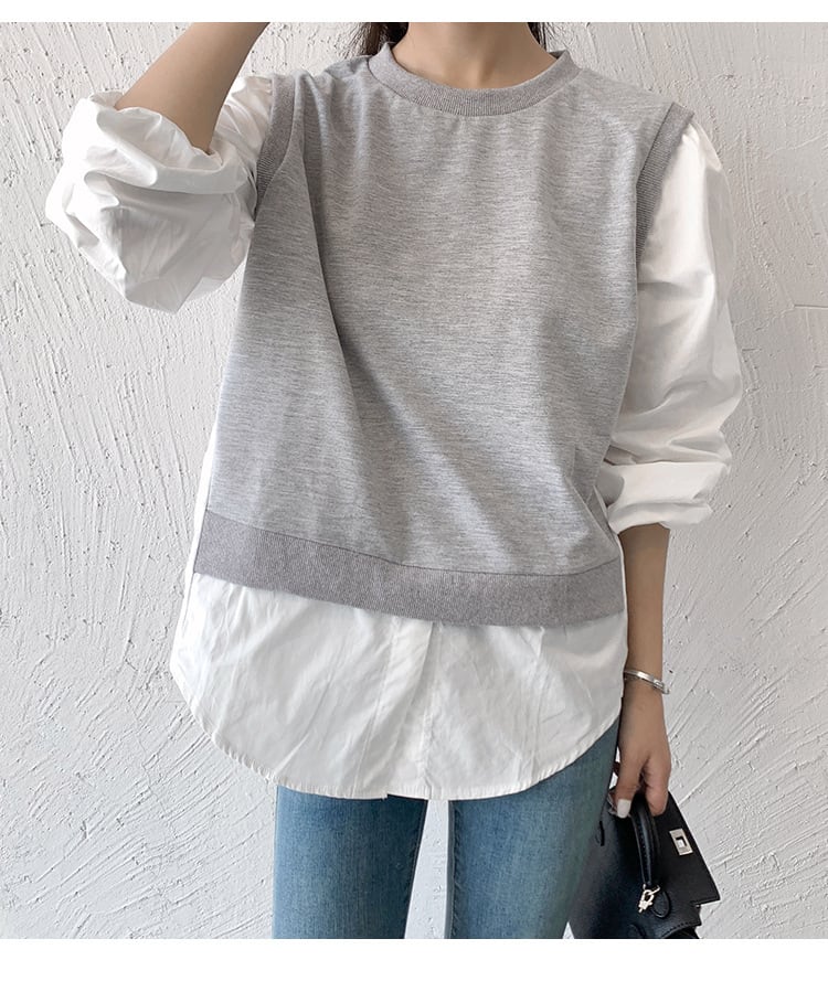 【tops】切り替えクルーネックプルオーバー　M17870