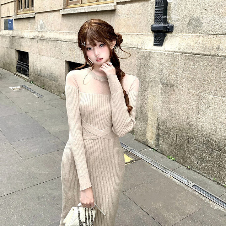 【dress】シアードッキングニットワンピース　N3471