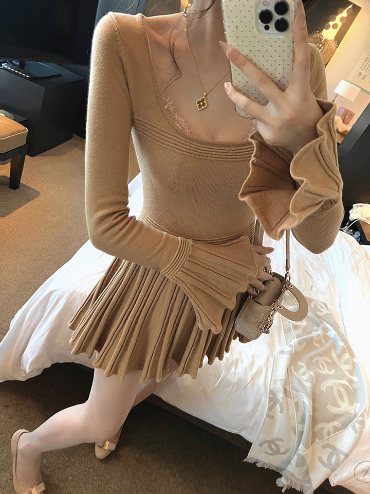 【dress】Aラインニットワンピース Q9323