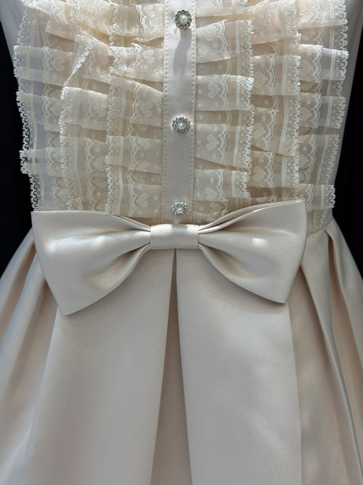 【dress】ノースリーブレースギャザーフリルワンピース Q8700