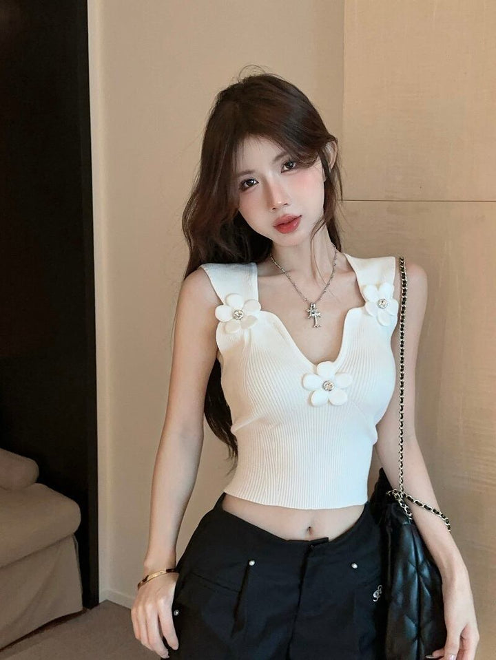 【tops】ニットノースリーブトップス　M30097