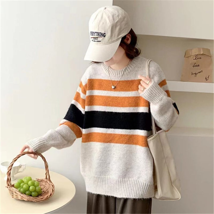 【tops】ボーダー柄ニットセーター　M19336