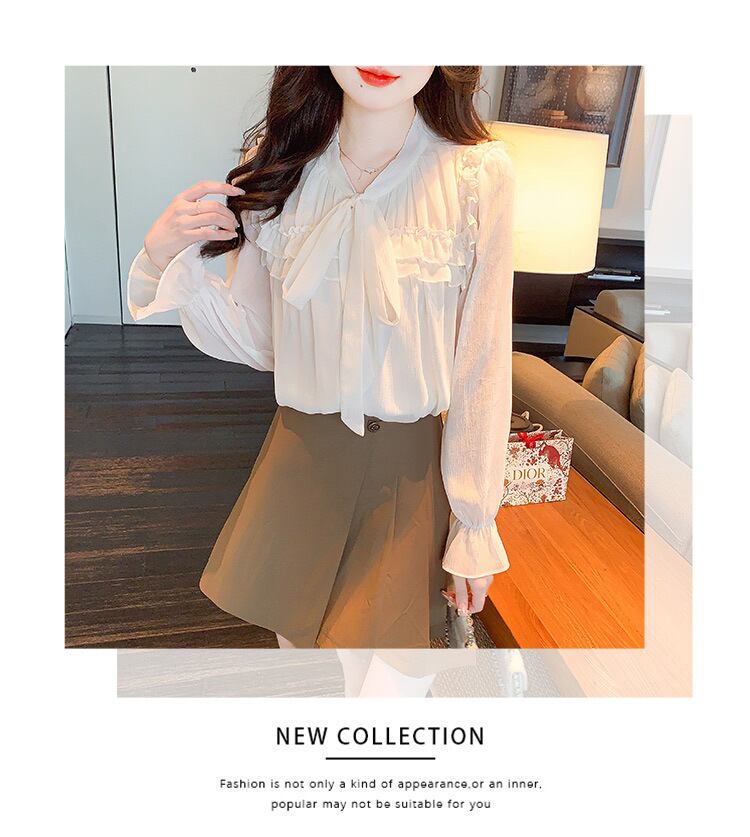 【tops】リボン付きブラウス　M29095
