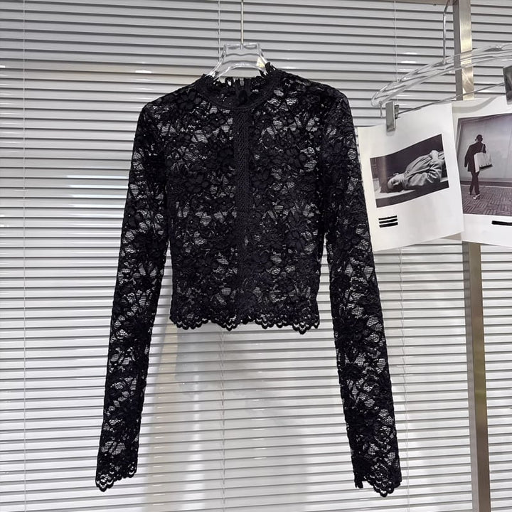 【tops】スタントカラーレーストップス Q8006
