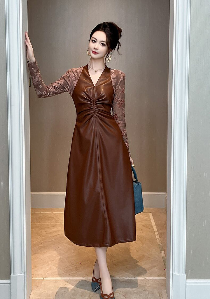 【dress】ドッキングPUワンピース　M28093