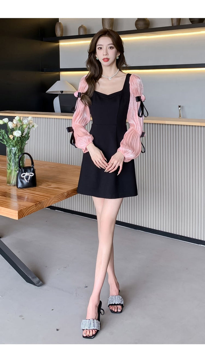 【dress】リボン付き切り替えワンピース　M26331