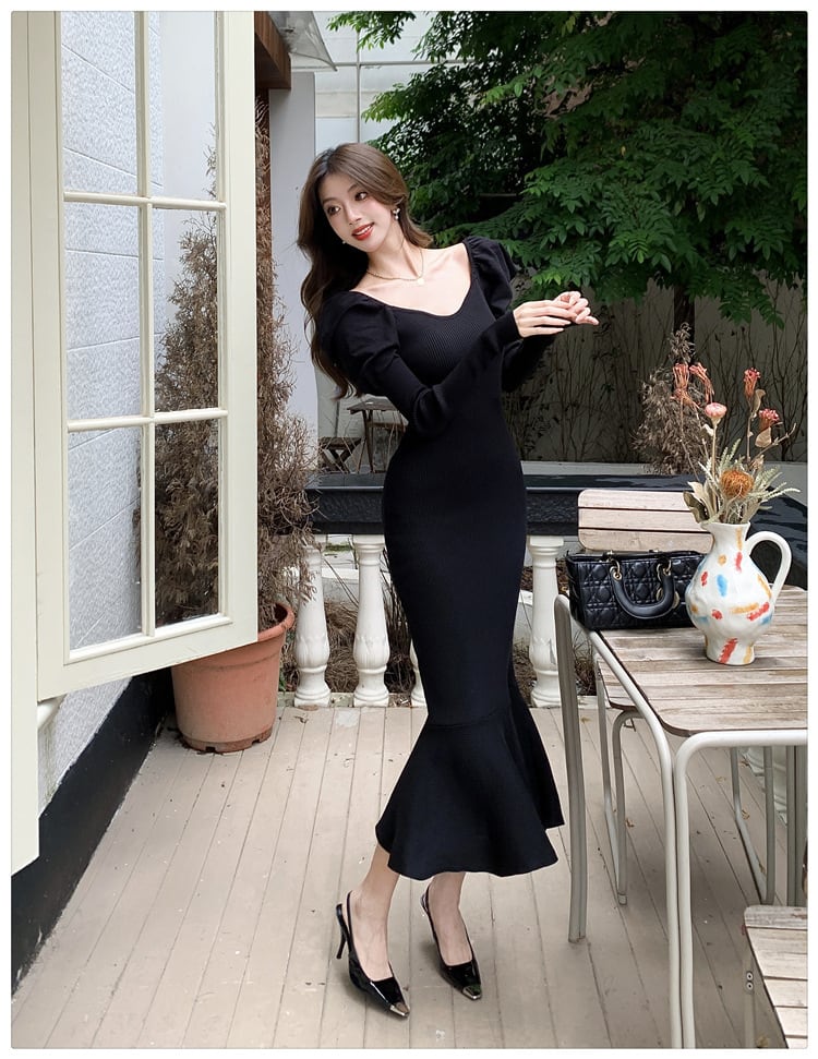 【dress】ニットマーメイドワンピース　M26967