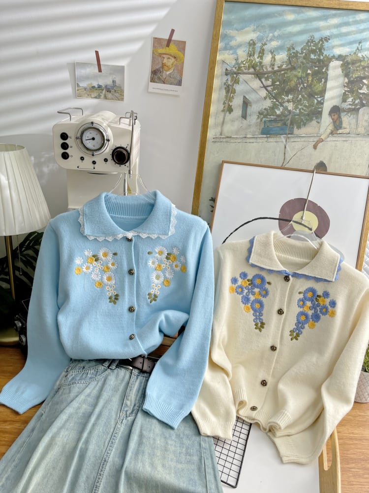 【outer】刺繍ニットカーデ　M25883