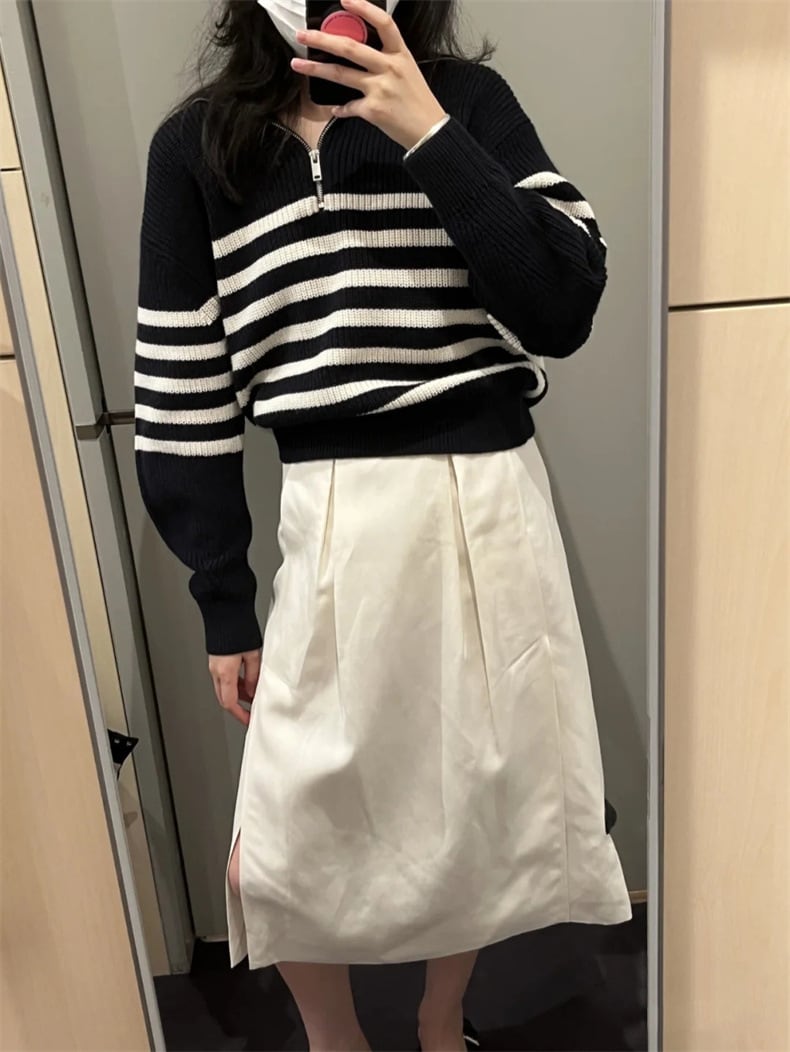 【tops】ボーダー柄ニットセーター　M18703