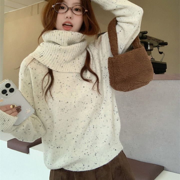 【tops】ニットセーターマフラー付き　M27672