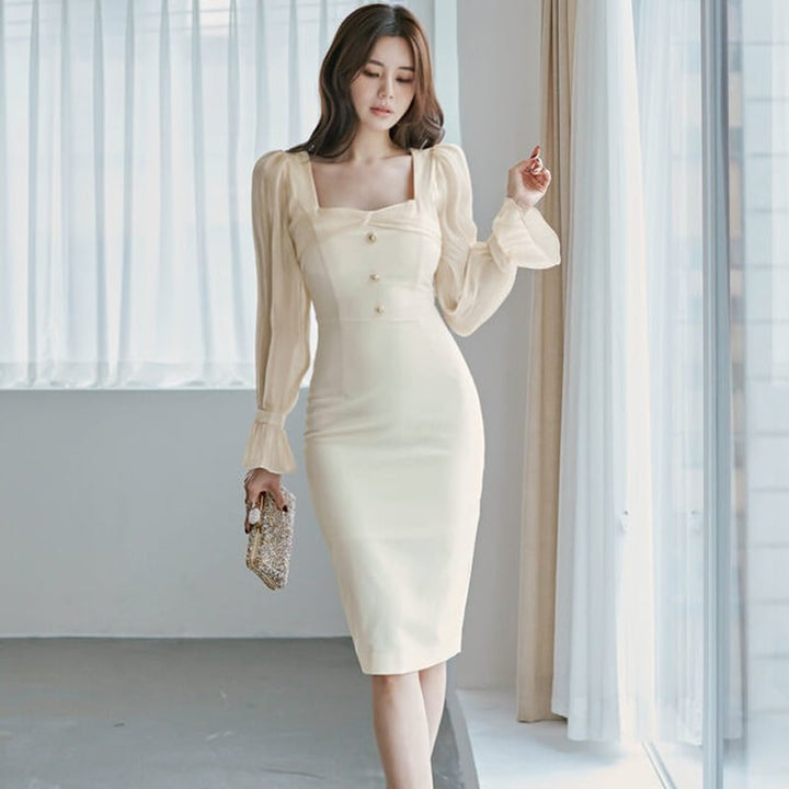 【dress】高級感 chicエレガント切り替えデートワンピース　M17596