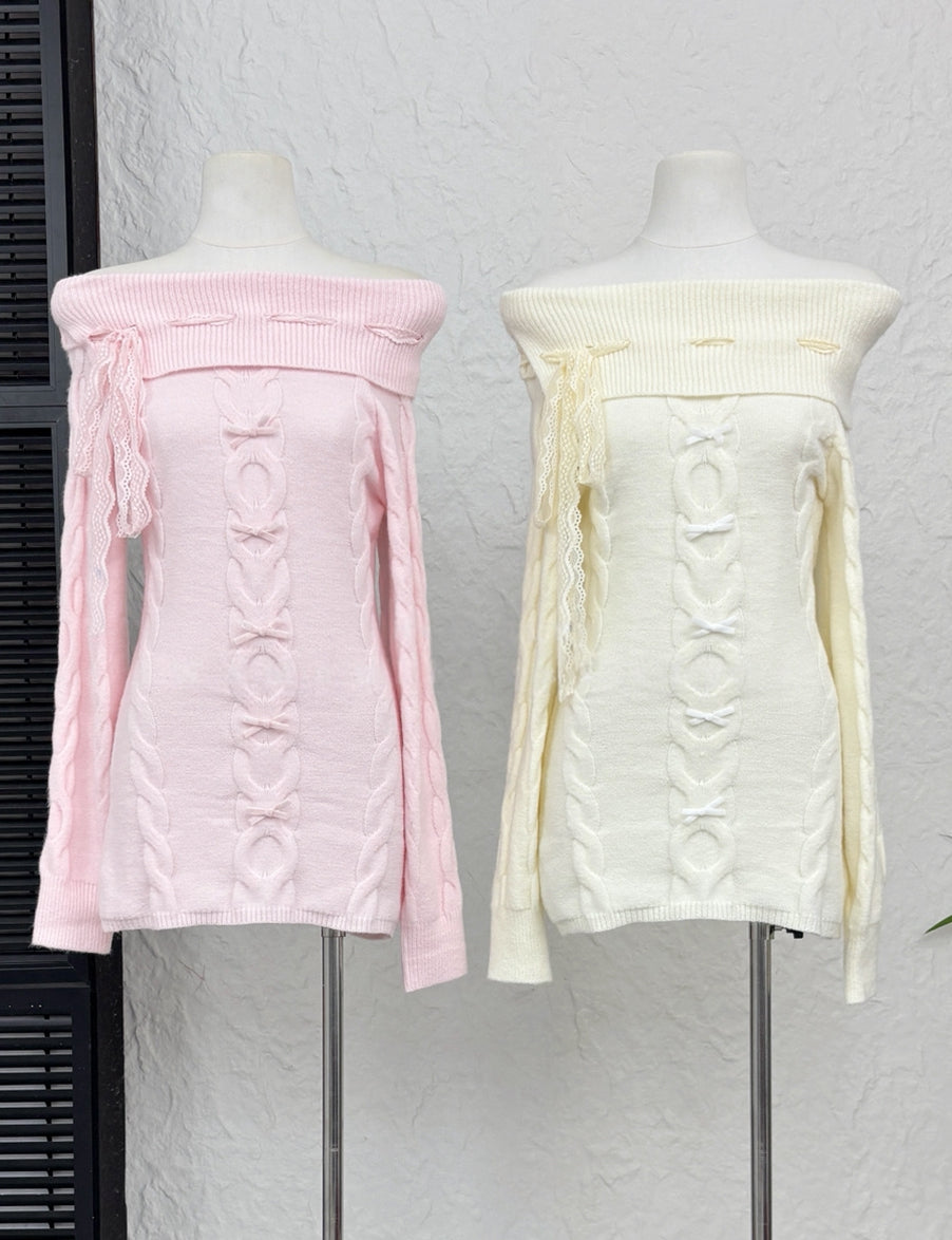 【dress】オフショルダーニットワンピース Q9226