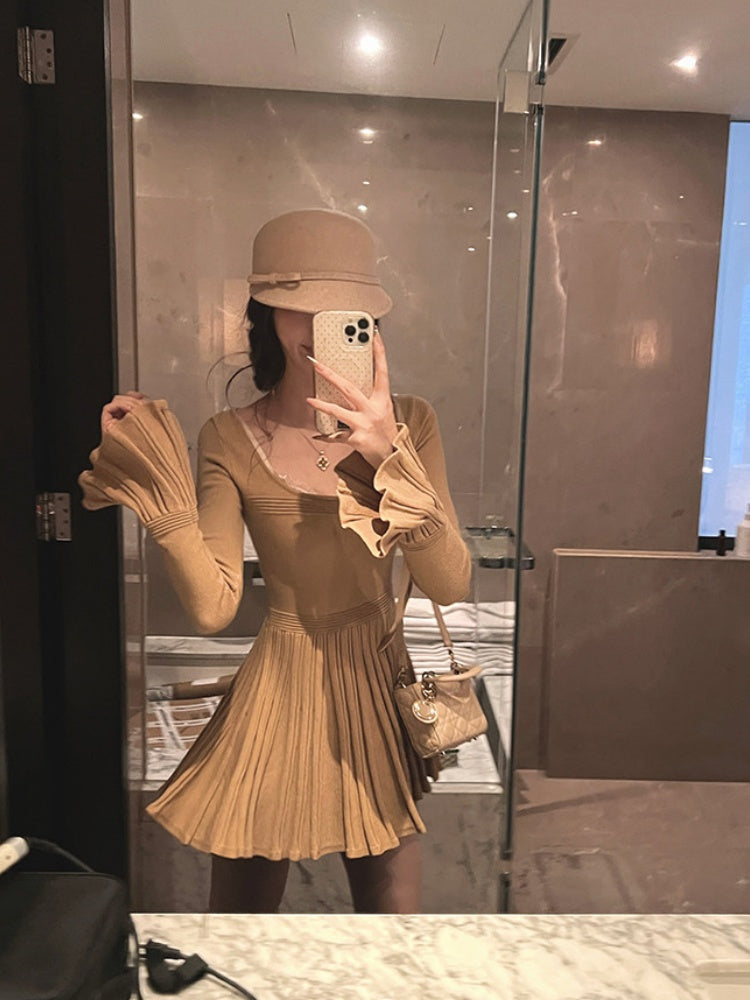 【dress】Aラインニットワンピース Q9323