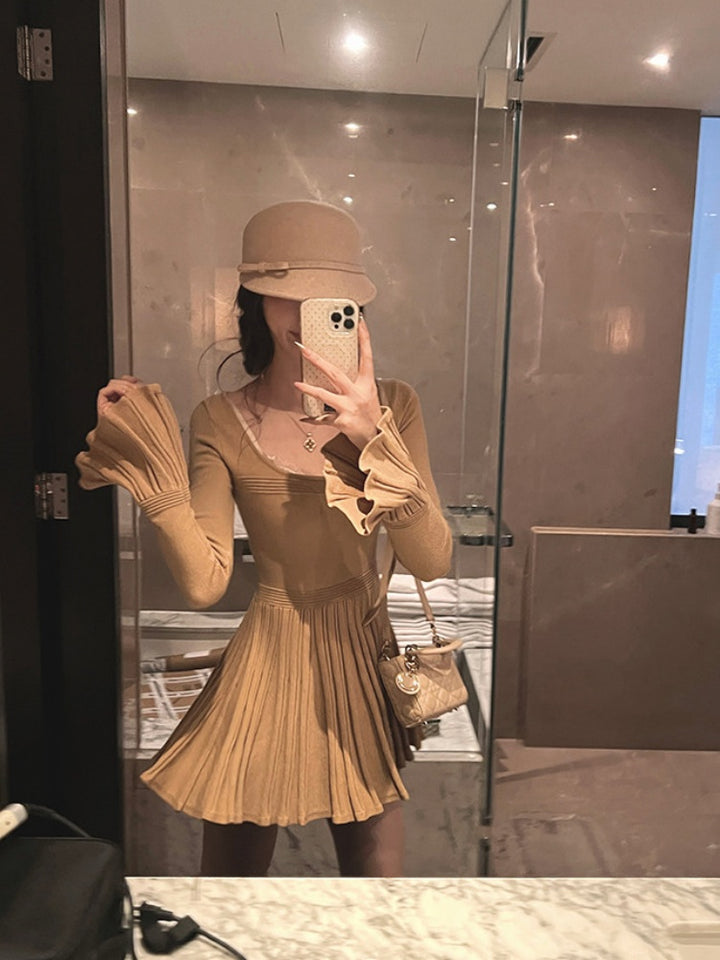 【dress】Aラインニットワンピース Q9323