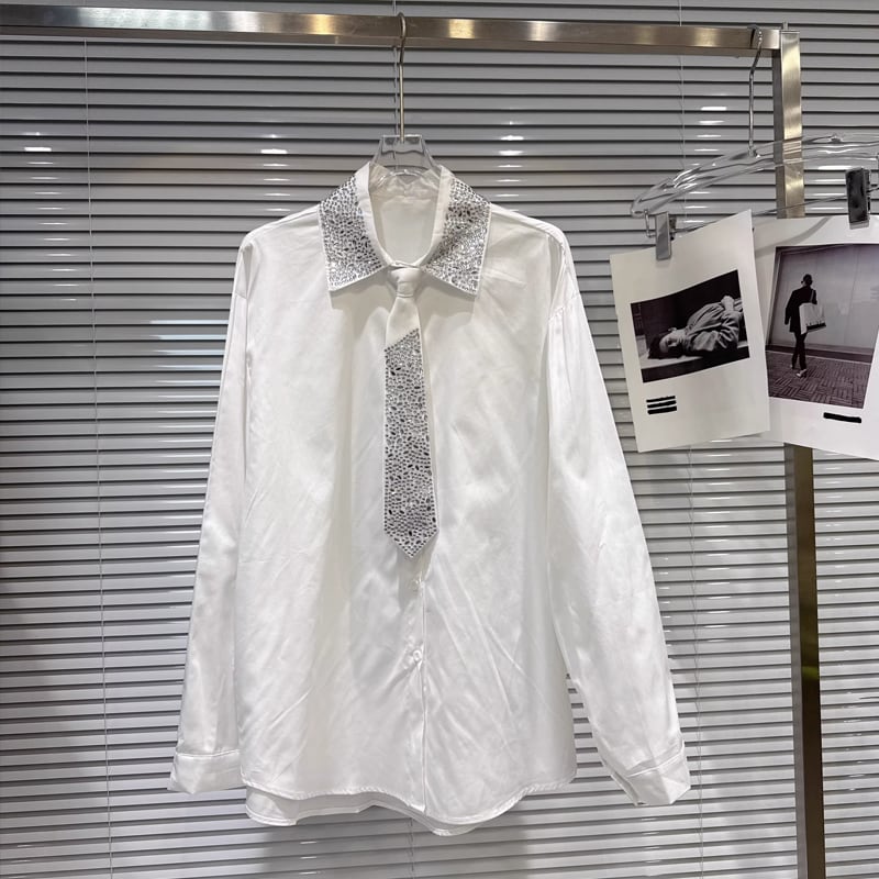 【tops】ラインストーン付きシャツ Q7896